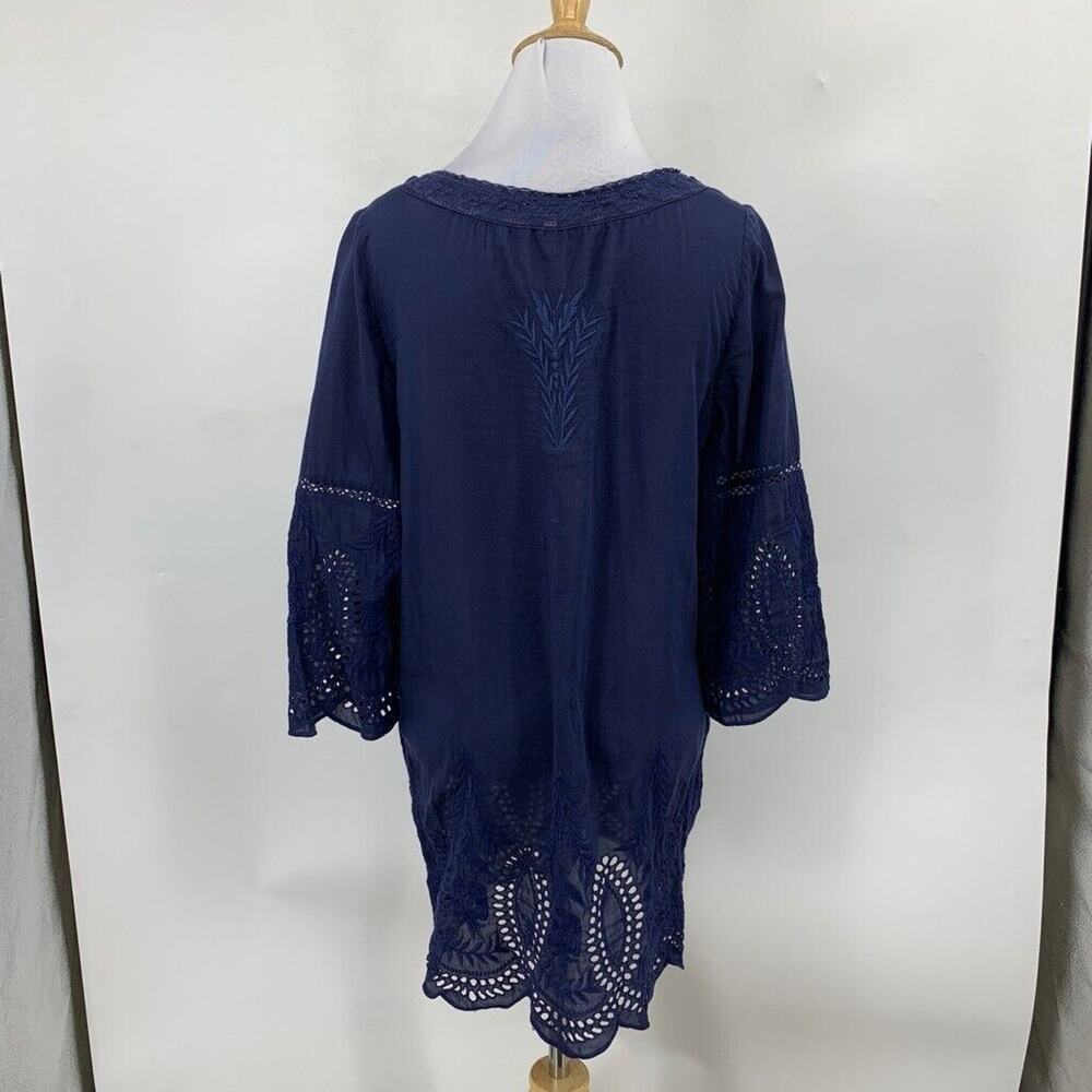 Joie Tunic Womens XS Extra Small Blue Marne Split Neck Embroidered Eyelet Top - Picture 7 of 12